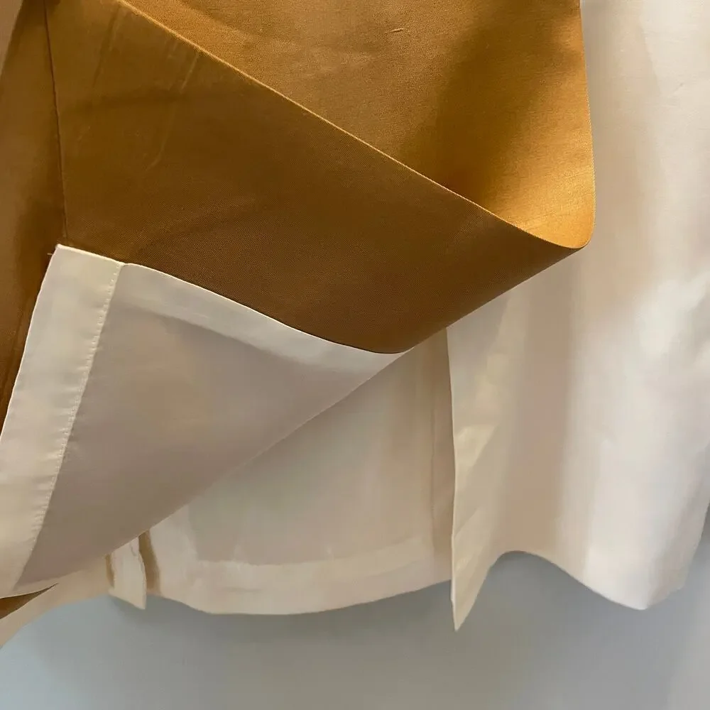 AKRIS 100% Silk Color Block Skirt | Brown, Cream US 10, F 42, D 40, Vents $1590
